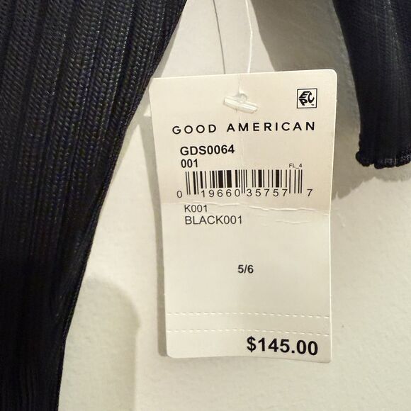 Good American Women’s 5/6 Ribbed Cutout Bodycon Open Back Black Mini Dress NWT - Picture 6 of 7